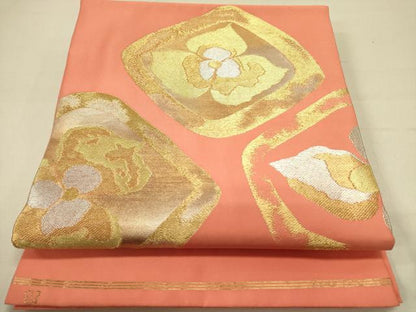 平和屋着物●西陣 川島織物 九寸開き名古屋帯 舞花 金銀糸 正絹 逸品 DABB7149op