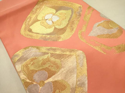 平和屋着物●西陣 川島織物 九寸開き名古屋帯 舞花 金銀糸 正絹 逸品 DABB7149op