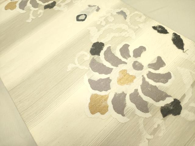 平和屋着物●六通柄袋帯　紬地　更紗花文　正絹　逸品　DABB7158op