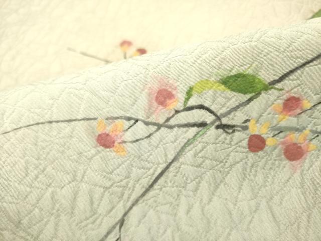 平和屋着物●太鼓柄袋帯 手描き ふくれ織 枝花 正絹 逸品 DABB7225op