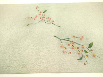 平和屋着物●太鼓柄袋帯 手描き ふくれ織 枝花 正絹 逸品 DABB7225op