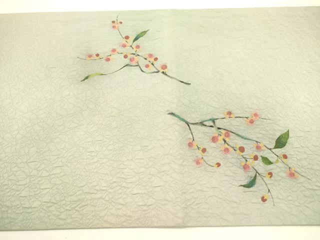 平和屋着物●太鼓柄袋帯 手描き ふくれ織 枝花 正絹 逸品 DABB7225op