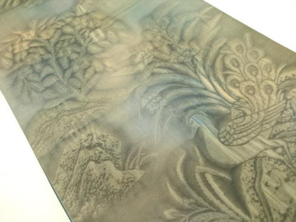 平和屋着物●全通柄袋帯　花鳥文　創作臈纈染　笙嵐作　三越扱い　正絹　逸品　DABB7242op