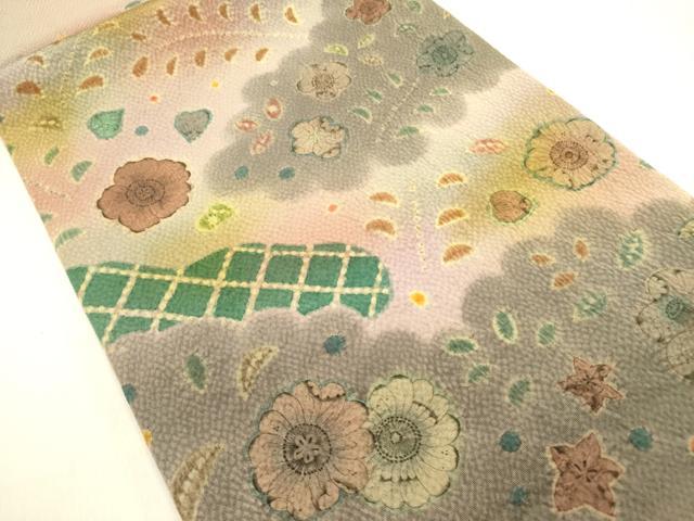平和屋着物●太鼓柄袋帯 絞り 辻が花 鬼しぼ縮緬 正絹 逸品 DABB7243op