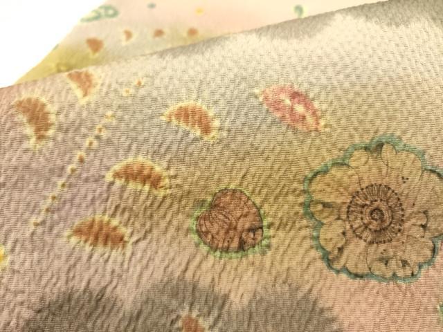 平和屋着物●太鼓柄袋帯 絞り 辻が花 鬼しぼ縮緬 正絹 逸品 DABB7243op