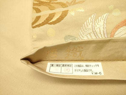 平和屋着物●六通柄袋帯 唐織 鴛鴦観世水文 金糸 正絹 逸品 DABB7245op