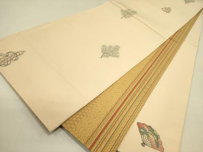 平和屋着物●京の名門・菱屋六右ェ門 両面 六通柄袋帯 能 金糸 正絹 逸品 未使用 DABB7246op