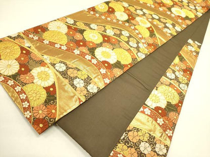 平和屋着物●西陣 河合美術織物謹製 六通柄袋帯 唐織 花唐草文 金糸 正絹 逸品 DABB7257op