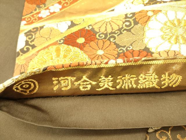平和屋着物●西陣 河合美術織物謹製 六通柄袋帯 唐織 花唐草文 金糸 正絹 逸品 DABB7257op