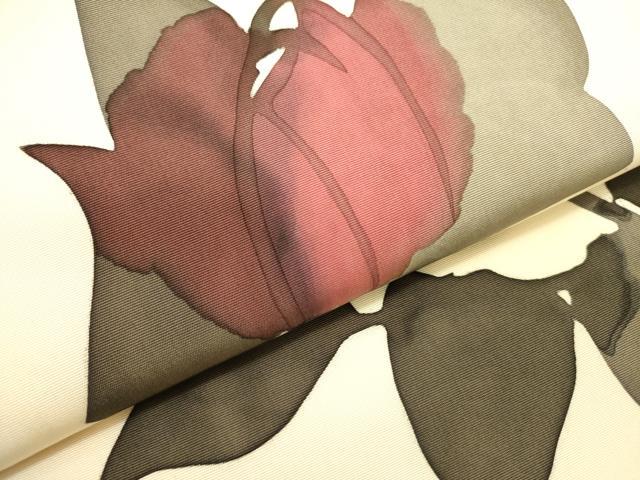 平和屋着物●日展染色作家 高久空木 ろうけつ染 塩瀬 九寸開き名古屋帯 草花 正絹 逸品 DABB7259op