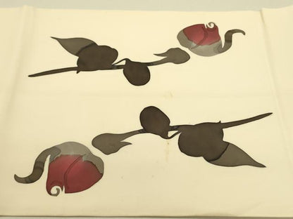 平和屋着物●日展染色作家 高久空木 ろうけつ染 塩瀬 九寸開き名古屋帯 草花 正絹 逸品 DABB7259op