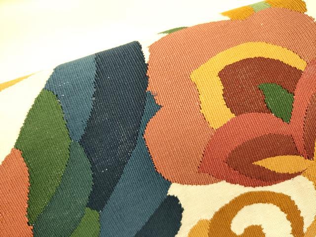 平和屋着物●太鼓柄袋帯 すくい織 花鳥文 正絹 逸品 DABB7265op