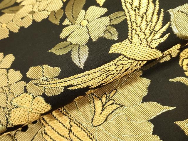 平和屋着物●染色作家 斉藤三才 六通柄袋帯 三才鳥 草花 金糸 正絹 逸品 DABB7275op