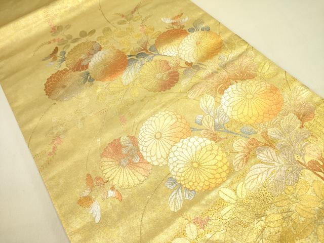 平和屋着物●金彩友禅 卓越技能者・名工・和田光正 太鼓柄袋帯 草花 金銀彩 引箔 正絹 逸品 DABB7276op