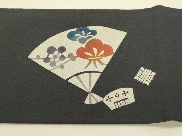 平和屋着物●九寸名古屋帯　型染　器物花文　鬼しぼ縮緬　正絹　逸品　未使用　DABB7280op