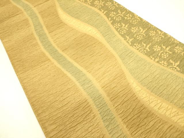 平和屋着物●六通柄袋帯 ふくれ織 立涌花文 正絹 逸品 DABB7283op
