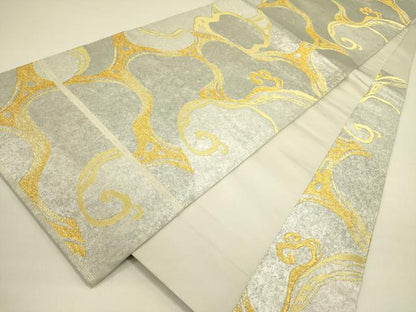 平和屋着物●西陣 川島織物 六通柄袋帯 流水文 金糸 引箔 正絹 逸品 DABB7291op