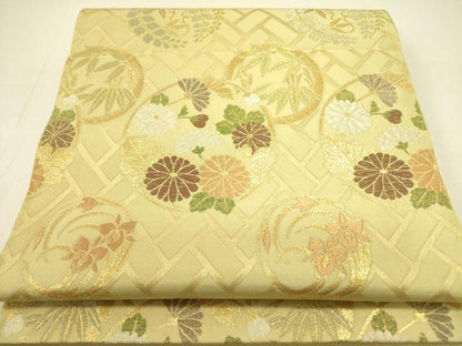 平和屋着物●西陣 川島織物 六通柄 本袋帯 花丸文 金銀糸 正絹 逸品 DABB7292op