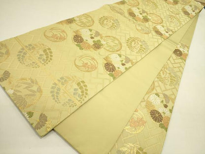 平和屋着物●西陣 川島織物 六通柄 本袋帯 花丸文 金銀糸 正絹 逸品 DABB7292op