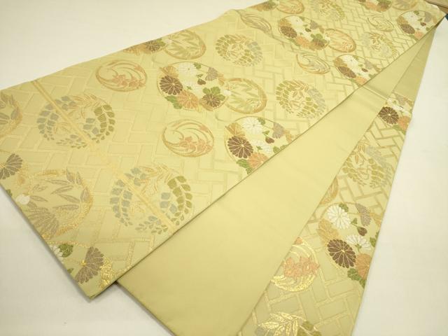 平和屋着物●西陣 川島織物 六通柄 本袋帯 花丸文 金銀糸 正絹 逸品 DABB7292op