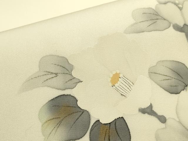平和屋着物●内山晴祥 手描き 塩瀬 九寸名古屋帯 草花 正絹 逸品 DABB7296op