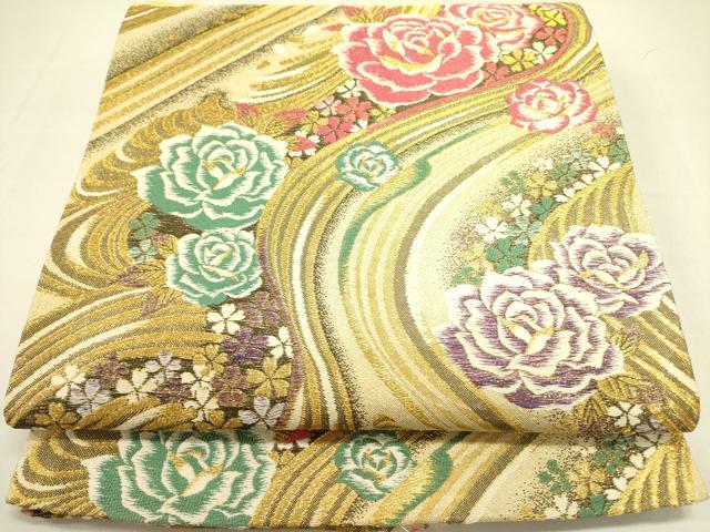 平和屋着物●六通柄袋帯 ダイヤの輝き 金糸 正絹 逸品 DABB7301op