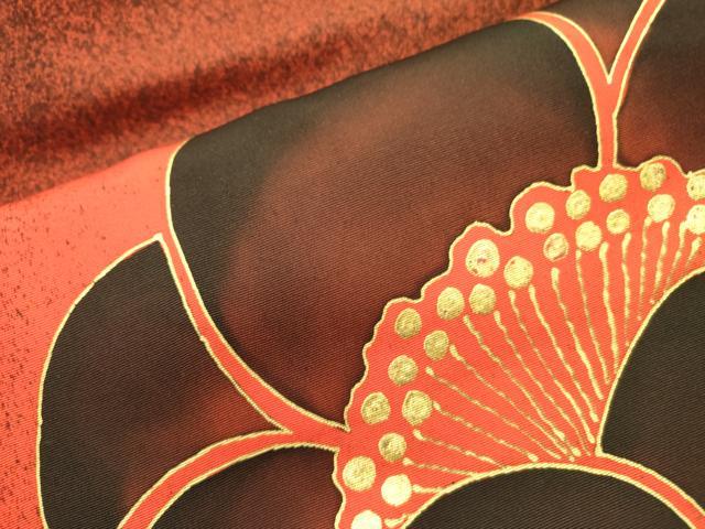 平和屋着物●塩瀬 九寸名古屋帯 舞花 金彩 正絹 逸品 未使用 DABB7314op