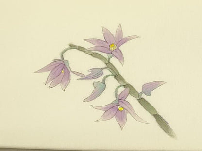 平和屋着物●塩瀬 九寸名古屋帯 作家物 手描き 草花 正絹 逸品 DABB7316op
