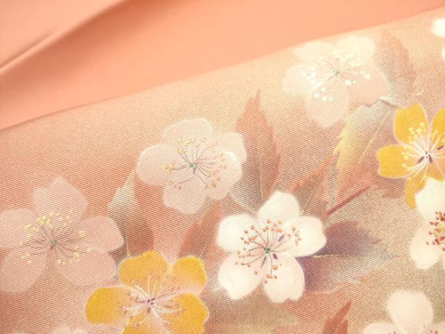 平和屋着物●塩瀬 九寸名古屋帯 草花 金銀彩 正絹 逸品 DABB7319op