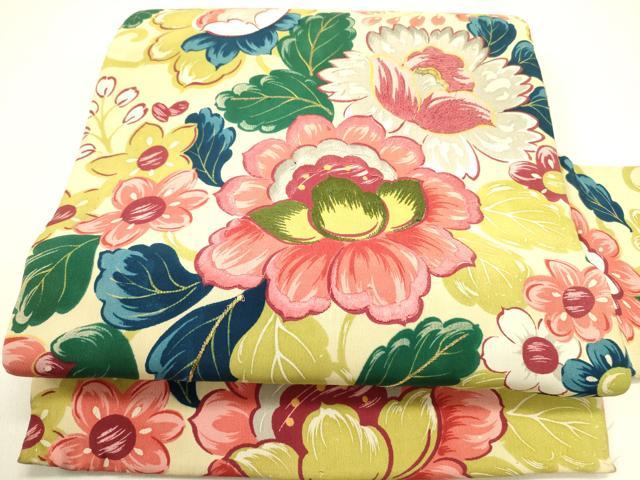 平和屋着物●アンティーク 大正ロマン 九寸名古屋帯 刺繍 草花 正絹 逸品 未使用 DABB7331op
