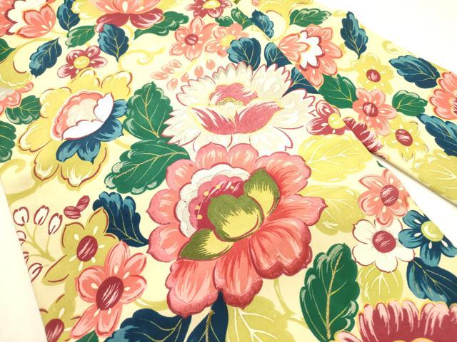 平和屋着物●アンティーク 大正ロマン 九寸名古屋帯 刺繍 草花 正絹 逸品 未使用 DABB7331op