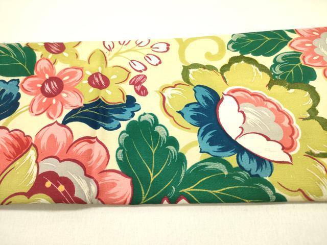平和屋着物●アンティーク 大正ロマン 九寸名古屋帯 刺繍 草花 正絹 逸品 未使用 DABB7331op