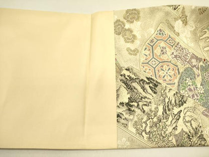 平和屋着物●六通柄袋帯 唐織 冊子花文 金糸 正絹 逸品 DABB7333op
