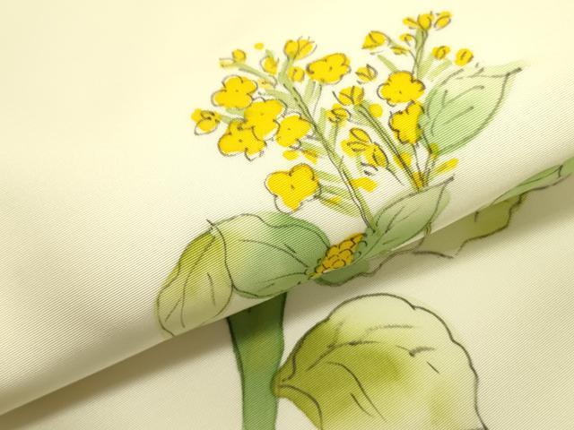 平和屋着物●塩瀬 九寸名古屋帯 手描き 草花 正絹 逸品 DABB7335op