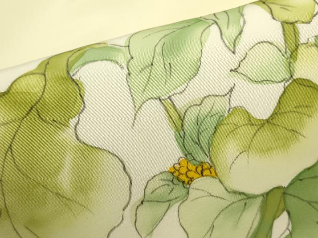 平和屋着物●塩瀬 九寸名古屋帯 手描き 草花 正絹 逸品 DABB7335op