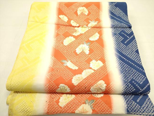 平和屋着物●アンティーク 大正ロマン 両面 六通柄京袋帯 刺繍 風景花文 引き抜き帯 金彩 正絹 逸品 DABB7336op
