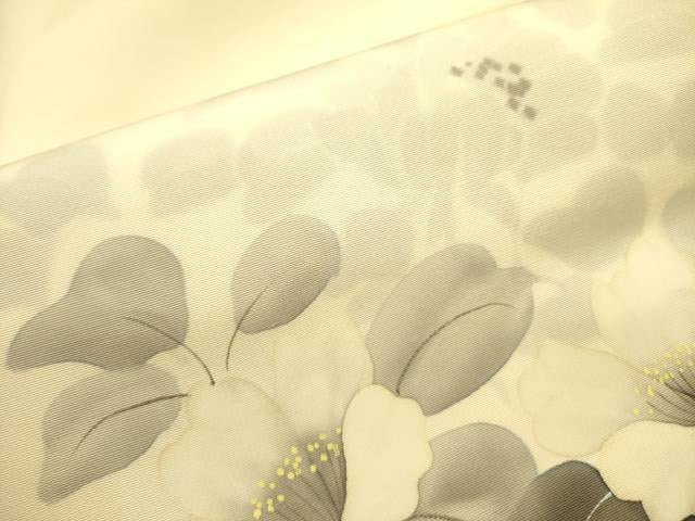 平和屋着物●塩瀬 九寸名古屋帯 作家物 手描き 草花 正絹 逸品 DABB7351op