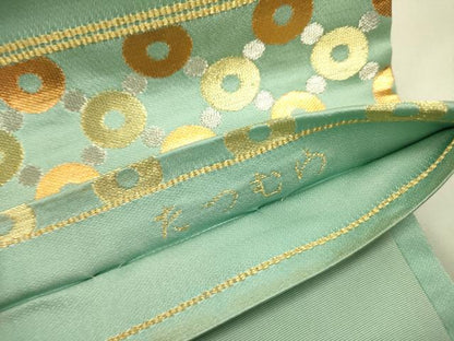 平和屋着物●龍村美術織物 たつむら 九寸開き名古屋帯 大輪つなぎ 金銀糸 正絹 逸品 DABB7352op