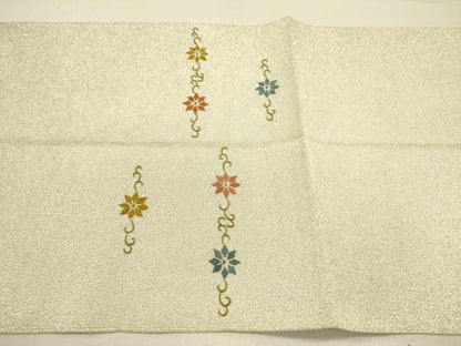 平和屋着物●八寸名古屋帯 綴れ 総刺繍 花唐草文 正絹 逸品 DABB7363op
