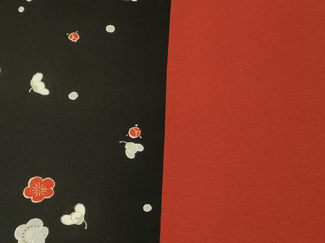 平和屋着物●洗える最高級着物 ＜英＞はなぶさ謹製 全通柄京袋帯 舞梅 黒地 金彩 鬼しぼ縮緬 たとう紙付き 未使用 DABB7366op