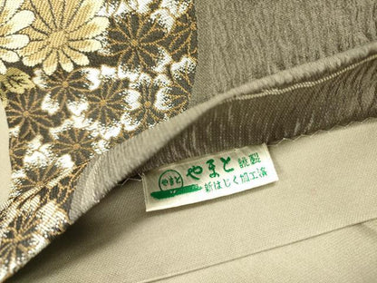 平和屋着物●六通柄袋帯 立波花文 銀糸 やまと誂製 正絹 逸品 DABB7368op