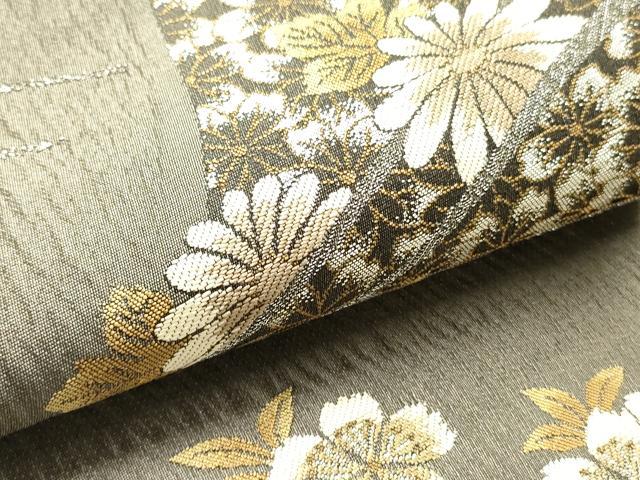 平和屋着物●六通柄袋帯 立波花文 銀糸 やまと誂製 正絹 逸品 DABB7368op