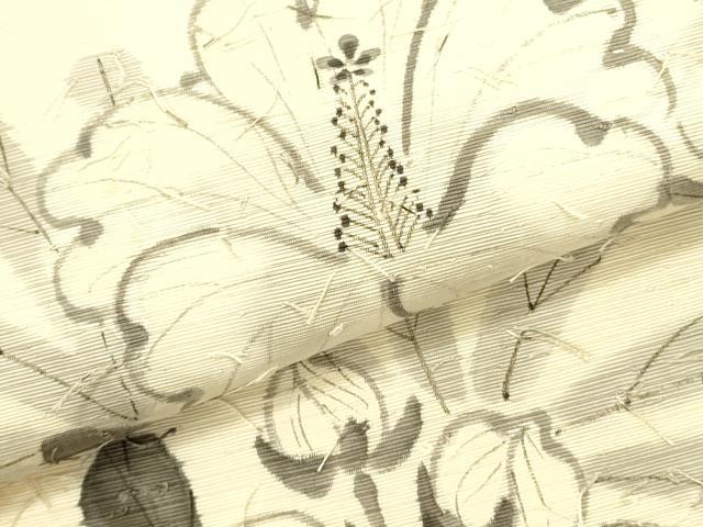 平和屋着物●六通柄袋帯 作家物 手描き 髭紬 草花 金彩 正絹 逸品 DABB7390op
