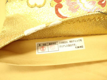 平和屋着物●六通柄袋帯 唐織 舞桜 金糸 正絹 逸品 DABB7402op