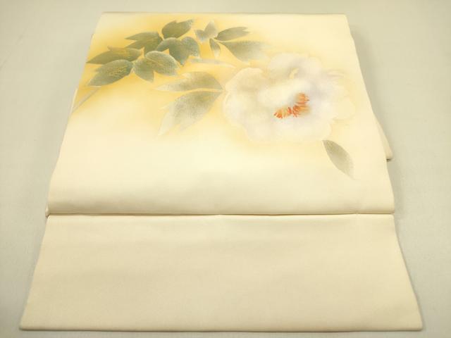 平和屋着物●塩瀬 つけ帯 草花 金銀彩 正絹 逸品 DABB7410op