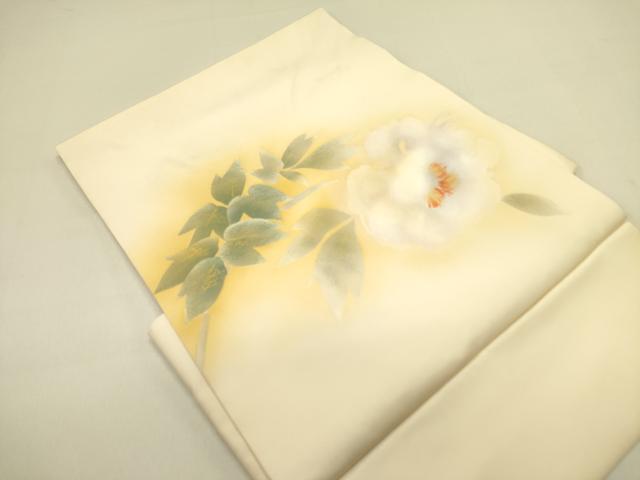 平和屋着物●塩瀬 つけ帯 草花 金銀彩 正絹 逸品 DABB7410op