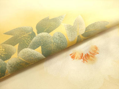平和屋着物●塩瀬 つけ帯 草花 金銀彩 正絹 逸品 DABB7410op