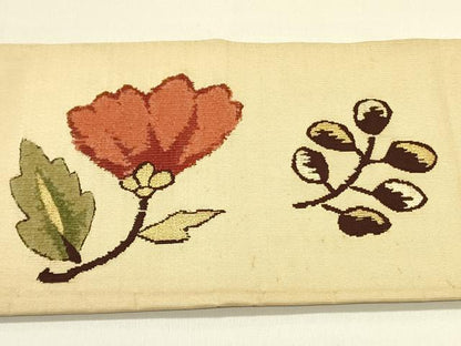 平和屋着物●爪掻き本綴れ つけ帯 モール 草花 金糸 正絹 逸品 DABB7412op