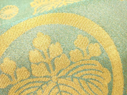 平和屋着物●綴れ つけ帯 桐花文 金糸 反端付き 正絹 逸品 DABB7414op