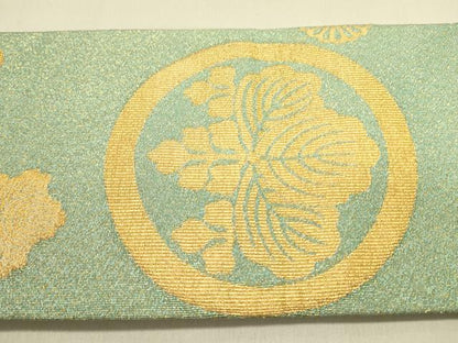 平和屋着物●綴れ つけ帯 桐花文 金糸 反端付き 正絹 逸品 DABB7414op